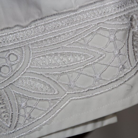 Tory Burch size 8 white cotton Murphy shirt lace embroidered collar & cuffs - Picture 5 of 11